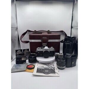 Vintage Canon FTB QL 35mm SLR Film Camera Bundle Tested & Working Lens Flash